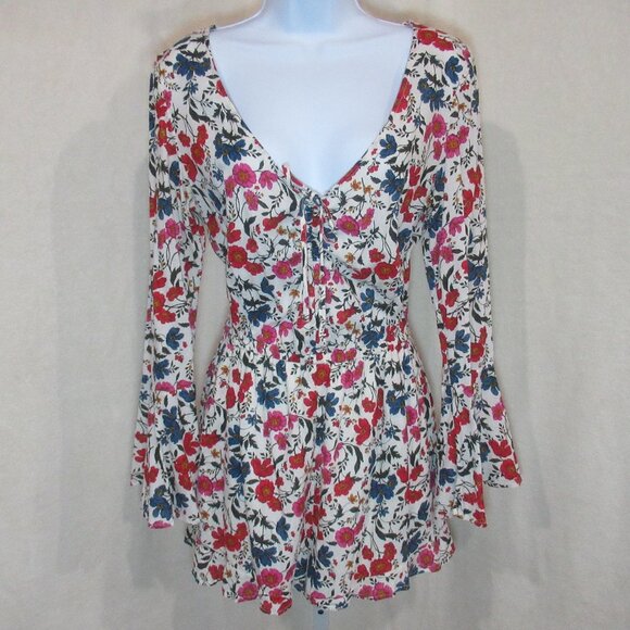 American Eagle Floral V-Neck Romper | Size Small - Picture 1 of 14